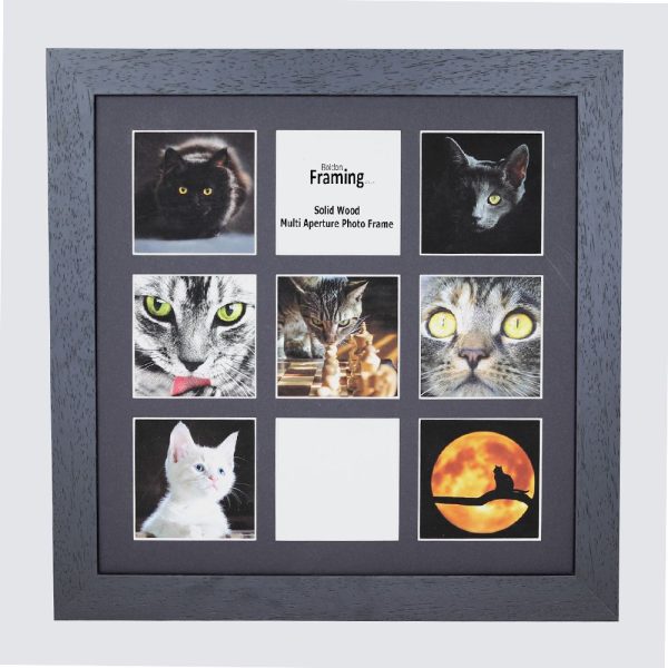 Large Multi Photo Picture Frame 6 Apertures 8x6 Photos in a 33mm Black Frame  